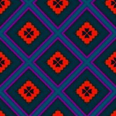  Seamless pattern with symmetric geometric ornament. 