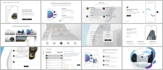 Vector template for website design, presentations, portfolio. Templates for presentation slide, flyer, leaflet, brochure cover, annual report with fluid colorful trendy blue gradients geometric shapes
