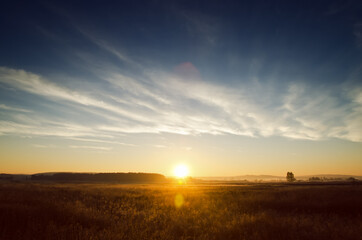 Fototapeta na wymiar Beautiful dawn on countryside, Autumn, Poland