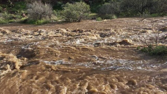 Flash flood after a storm in the mountains of Tonto national Forest. There was no water before the storm. AZ, USA