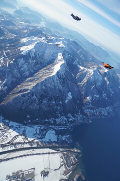 Wingsuit Flier Glides Over Swiss Alps