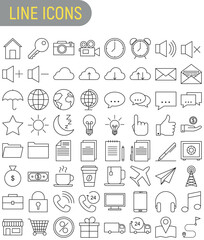 various icons in thin flat style