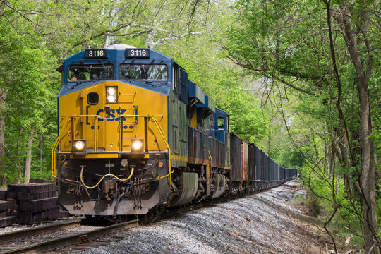 Returning CSX empty coal train north of Harper Ferry, MD USA August, 23 2016 headed by engine #3116 GE ES44AH