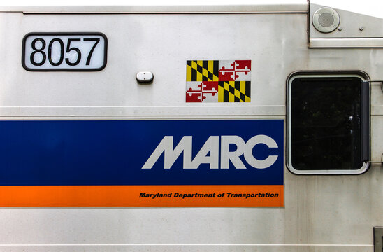 MARC commuter car as at Garrett Park Maryland on May 2 2017 (the Brunswick line)