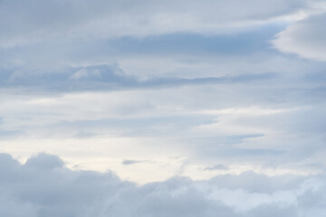 Peaceful blue and white cloudy sky as a nature background

