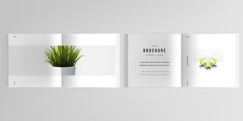 3d realistic vector layout of cover mockup design templates for bifold square brochure, flyer, cover design, book design, brochure cover. Home office concept, study or freelance, working from home.