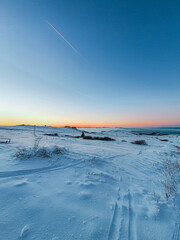 beautiful winter sunrise in the mountains