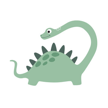 Little cute cartoon green dinosaur