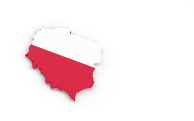 Naklejka premium Map of Poland with Polish flag 3D rendering