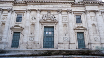 View of the exterior of San Giovanni dei Fiorentini basilica. This church was dedicated to Dedicated to St. John the Baptist, the protector of Florence.