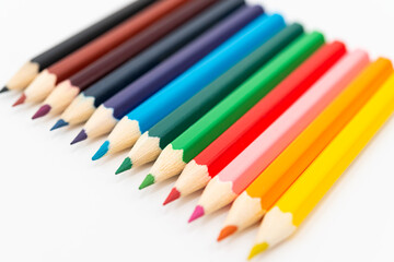 Multicolored pencils isolated on white background