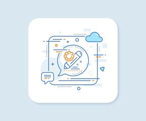 Project edit line icon. Abstract square vector button. Settings management sign. Pencil symbol. Project edit line icon. Speech bubble concept. Vector