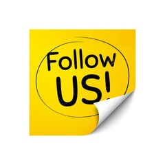 Follow us symbol. Sticker note with offer message. Special offer sign. Super offer. Yellow sticker banner. Follow us badge shape. Post note. Adhesive offer paper sheet. Vector
