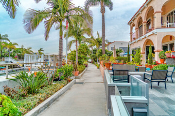 Waterfront houses with resort like views by the canal in Long Beach California