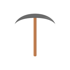 Pickaxe with wooden handle. Vector illustration.