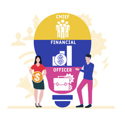 Flat design with people. CFO - Chief Financial Officer company acronym, business concept background.   Vector illustration for website banner, marketing materials, business presentation, online advert