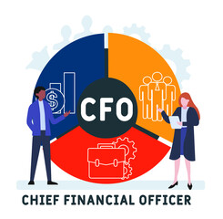 Flat design with people. CFO - Chief Financial Officer company acronym, business concept background.   Vector illustration for website banner, marketing materials, business presentation, online advert