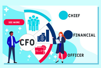 Vector website design template . CFO - Chief Financial Officer  acronym. business concept background. illustration for website banner, marketing materials, business presentation, online advertising.