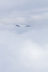 Giewont summit covered with low clouds, Tatry mountains, Poland