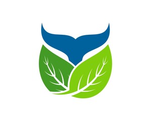 Nature leaf with whale tail inside