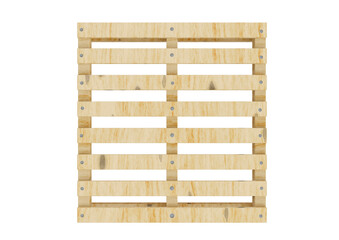 Empty wooden pallet isolated on white background. top view.