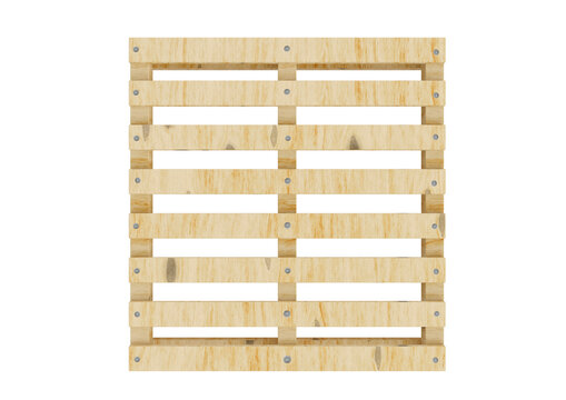 Empty wooden pallet isolated on white background. top view.