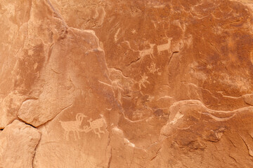 Petroglyphs at the Poison Spider Trailhead in Moab, Utah