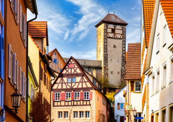 Obraz premium Cityscape with Schütteturm (tower) in Rottenburg am Neckar, Tübingen
