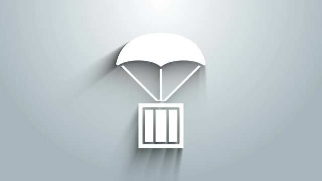 White Airdrop box icon isolated on grey background. 4K Video motion graphic animation