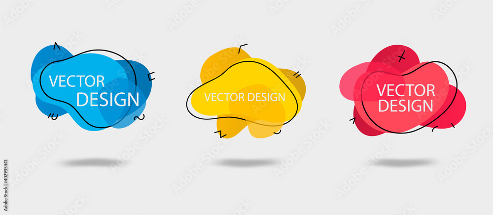 Poster set of abstract modern graphic elements. dynamical colored forms and line. gradient abstract banners