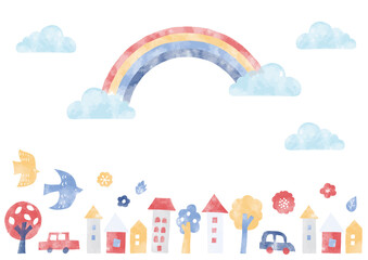 街のイラスト_水彩