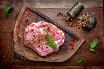 Raw Pork steaks from tender tenderloin.