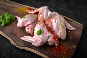 Chicken wings. Fresh raw meat prepared for cooking.