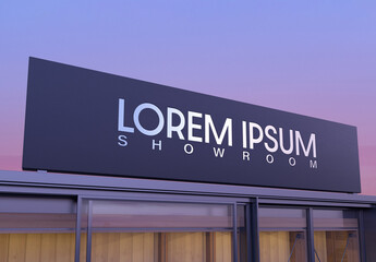 Rectangular Sign on a Facade Mockup