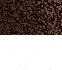 3D illustration of a coffee beans flow with alpha layer