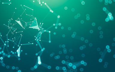 Abstract background. Molecules technology with polygonal shapes, connecting dots and lines. Connection structure. Big data visualization.