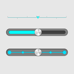 Tuner UI elements kit. Volume level adjustment. Music player isolated vector icon, bar and dashboard template. Web design widget collection for mobile application with light theme interface