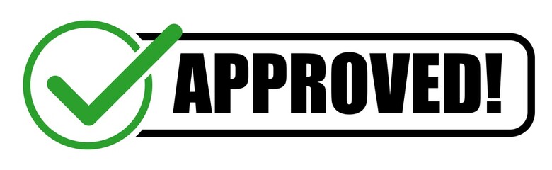 Approved button stamp checkmark vector icon approve.