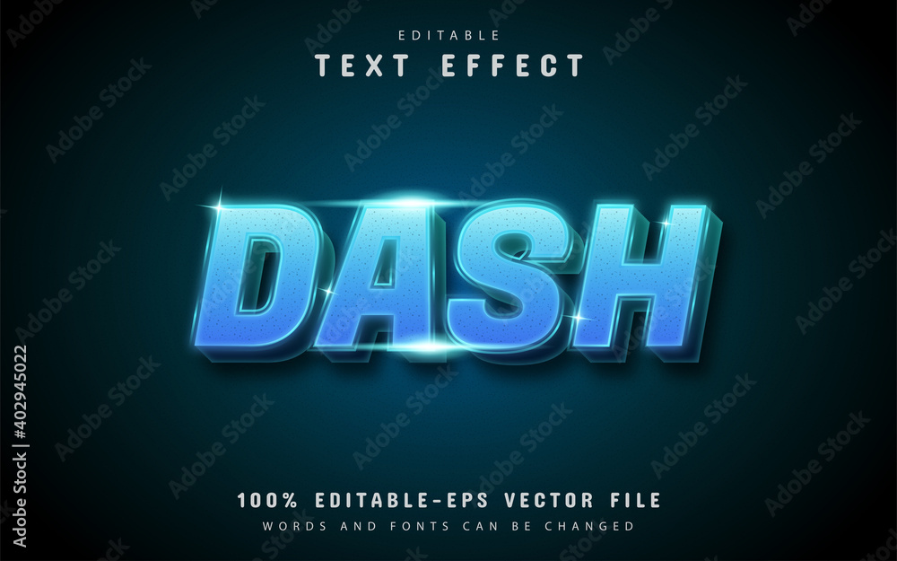 Poster dash text effect with blue gradient