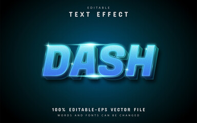 Dash text effect with blue gradient