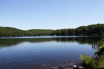 Naklejka na ściany i meble Ramapo Lake view in Ramapo Mountain State Forest in Northern New Jersey