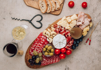 Assortment of spanish tapas or italian antipasti.