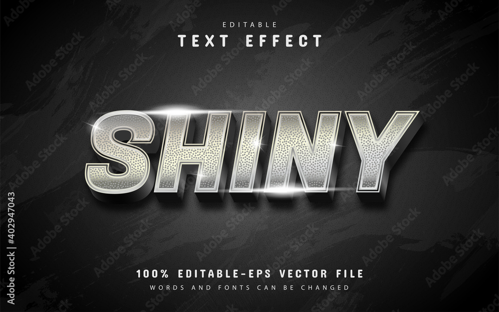 Poster silver shiny text effect with pattern