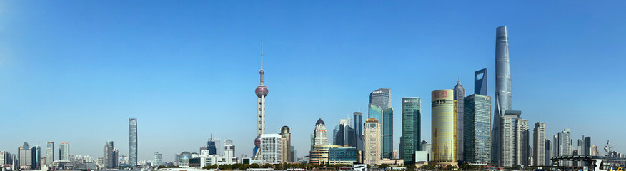 Fototapeta na wymiar Panorama of the Bund in Shanghai. 