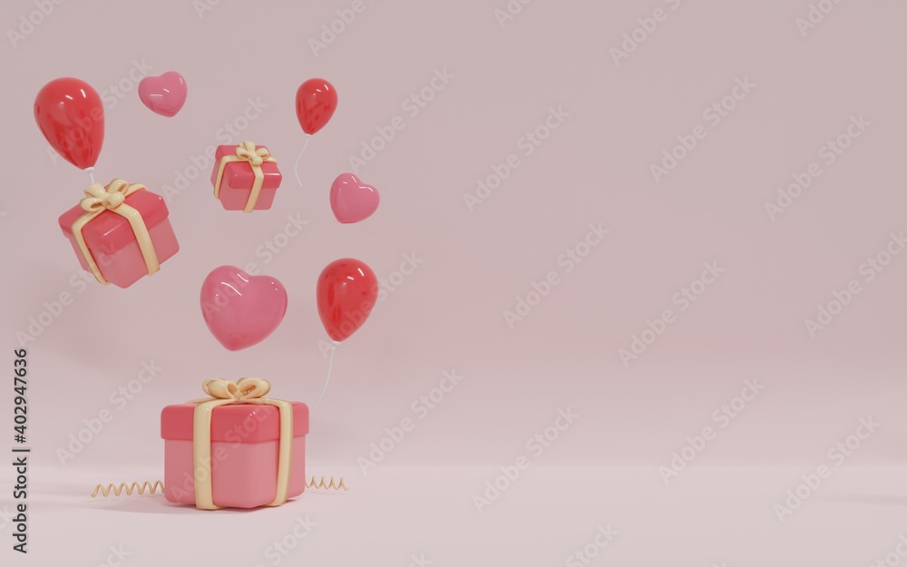 Aufkleber premium image happy valentine banner with 3d rendering object