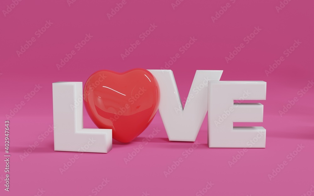 Aufkleber premium image happy valentine banner with 3d rendering object