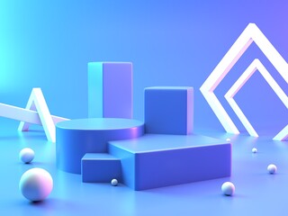 Background  3d Blue rendering minimal abstract background 3d rendering abstract geometric shape pastel. Stage for cube product in modern.