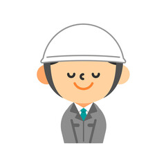 ヘルメットを被った作業服の男性　お辞儀