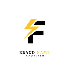 Initial letter F, Electricity Logo and icon Vector design Template. Power Energy Logo Design Element for company and business.