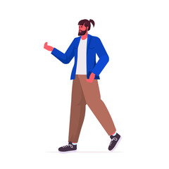 young man in casual trendy clothes male cartoon character standing pose full length vector illustration